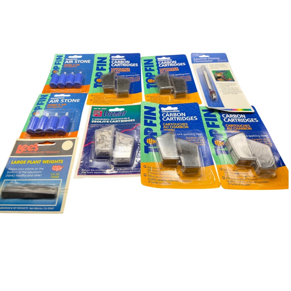 Top Fin Aquarium Filter Cartridges Air Stones Lee Plant Weights Thermometer Lot